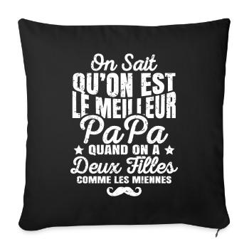 Meilleur Papa avec Deux Filles comme Les Miennes - Housse de coussin décorative 45 x 45 cm - noir - Devant