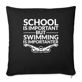 L’école Est important La natation Est Une baignade importante - Housse de coussin décorative 45 x 45 cm - noir - Devant