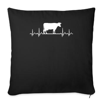 Heartbeat Holstein Rancher Cow Farmer Pulse - Sofa pillowcase 17,3'' x 17,3'' (45 x 45 cm) - black - Front