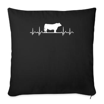 Pouls ECG cardiaque - Black Angus - Housse de coussin décorative 45 x 45 cm - noir - Devant
