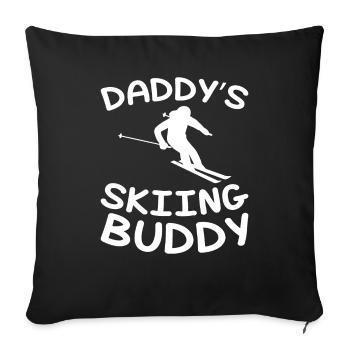 Daddy's Ski-Buddy - Kinder Skifahrer - Sofakissenbezug 45 x 45 cm - Schwarz - Vorne