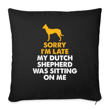 Je suis en retard, mon berger hollandais - Housse de coussin décorative 45 x 45 cm - noir - Devant