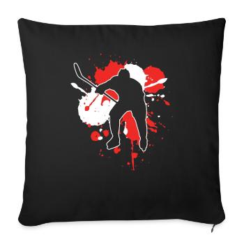Drapeau autrichien Hockey - Hockey sur glace - Housse de coussin décorative 45 x 45 cm - noir - Devant