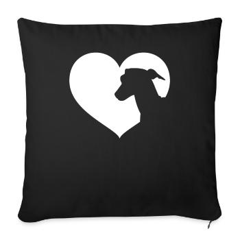 Greyhound Dog Heart Silhouette - Sofa pillowcase 17,3'' x 17,3'' (45 x 45 cm) - black - Front