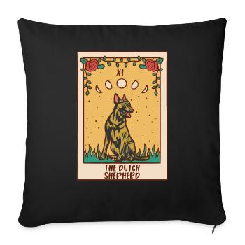 Carte de Tarot - Chien Occulte Berger Hollandais - Housse de coussin décorative 45 x 45 cm - noir - Devant