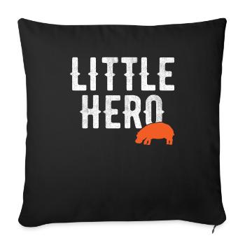 Petit Héros - Hippopotame animal doux - Housse de coussin décorative 45 x 45 cm - noir - Devant