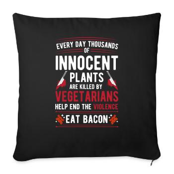 Violence végétarienne Nourriture Bacon - Housse de coussin décorative 45 x 45 cm - noir - Devant