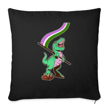 Drapeau LGBTQ - Dinosaur Genderqueer - Housse de coussin décorative 45 x 45 cm - noir - Devant