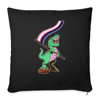 Drapeau LGBTQ - Fluide sexuel de dinosaure - Housse de coussin décorative 45 x 45 cm - noir - Devant