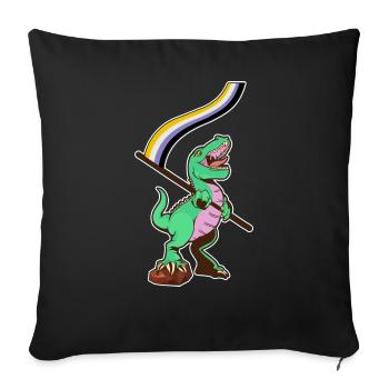 LGBTQ Flag - Dinosaur Non-Binary - Sofa pillowcase 17,3'' x 17,3'' (45 x 45 cm) - black - Front