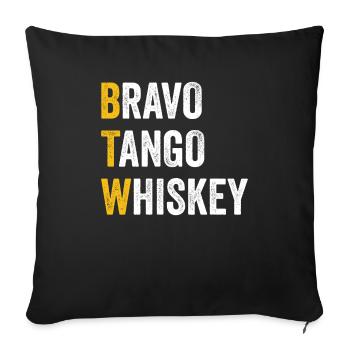 Chat par ordinateur Bravo Tango Whisky - BTW - Housse de coussin décorative 45 x 45 cm - noir - Devant