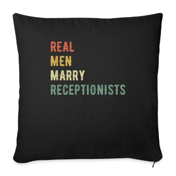 De vrais hommes épousent réceptionniste - Housse de coussin décorative 45 x 45 cm - noir - Devant