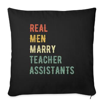De vrais hommes épousent des assistants d’enseignement - Housse de coussin décorative 45 x 45 cm - noir - Devant