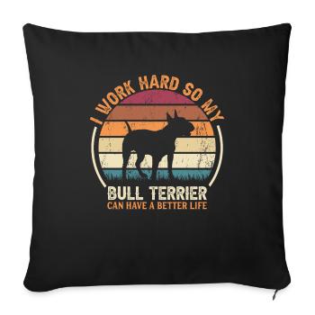 Work Hard - Retro Bull Terrier - Sofa pillowcase 17,3'' x 17,3'' (45 x 45 cm) - black - Front