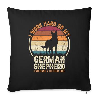 Travailler dur - Retro German Shepherd - Housse de coussin décorative 45 x 45 cm - noir - Devant