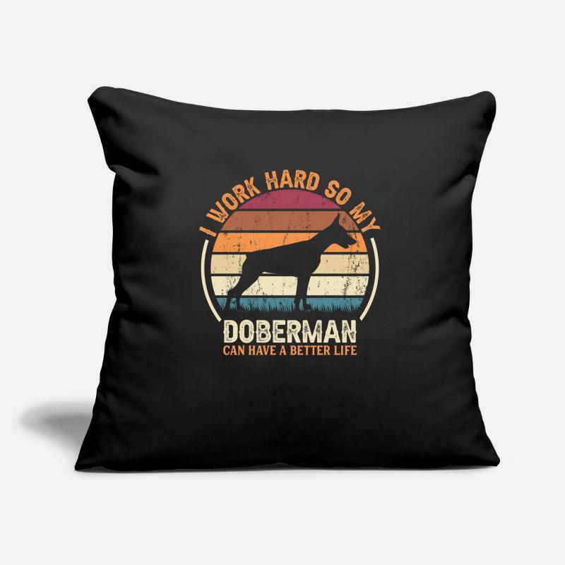 Hard Work - Retro Doberman Sofa pillowcase 17,3'' x 17,3'' (45 x 45 cm)