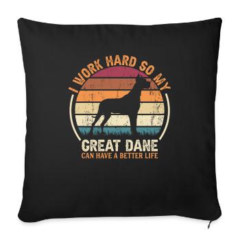 Travaillez dur - Retro Great Dane - Housse de coussin décorative 45 x 45 cm - noir - Devant
