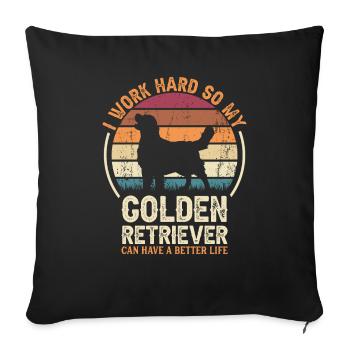 Work Hard - Retro Golden Retriever - Sofa pillowcase 17,3'' x 17,3'' (45 x 45 cm) - black - Front