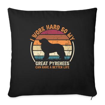 Arbeite Hart - Retro Great Pyrenees - Sofakissenbezug 45 x 45 cm - Schwarz - Vorne