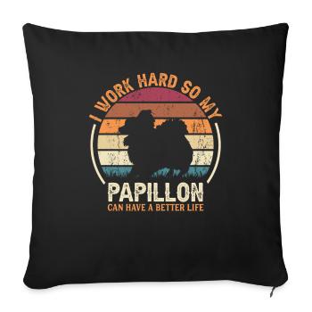 Work Hard - Retro Papillon - Sofa pillowcase 17,3'' x 17,3'' (45 x 45 cm) - black - Front