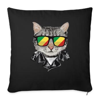 Lunettes de soleil pour chat avec drapeau du Congo - Housse de coussin décorative 45 x 45 cm - noir - Devant