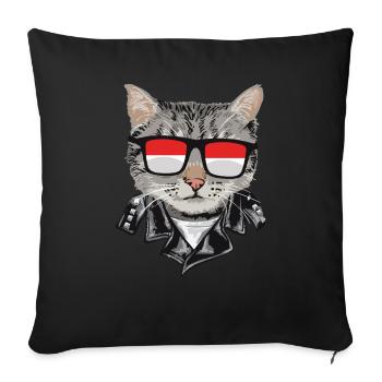 Cat Indonesia Flag Sunglasses - Sofa pillowcase 17,3'' x 17,3'' (45 x 45 cm) - black - Front