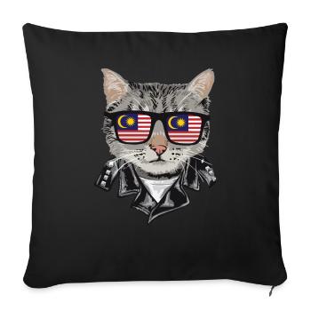 Lunettes de soleil pour chat avec drapeau de la Malaisie - Housse de coussin décorative 45 x 45 cm - noir - Devant