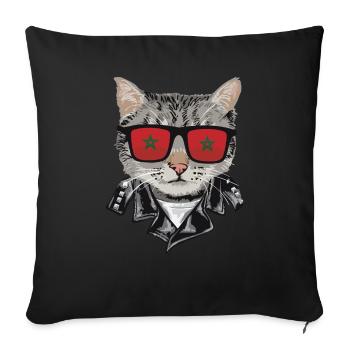 Chats Maroc Drapeau Lunettes de soleil - Housse de coussin décorative 45 x 45 cm - noir - Devant