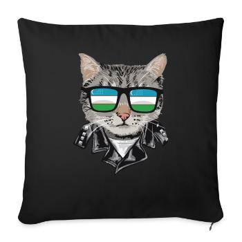 Lunettes de soleil pour chat avec drapeau de l’Ouzbékistan - Housse de coussin décorative 45 x 45 cm - noir - Devant