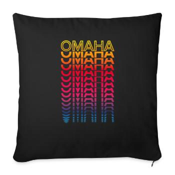 Retro Nostalgisch USA Stadt - Regenbogen Omaha - Sofakissenbezug 45 x 45 cm - Schwarz - Vorne