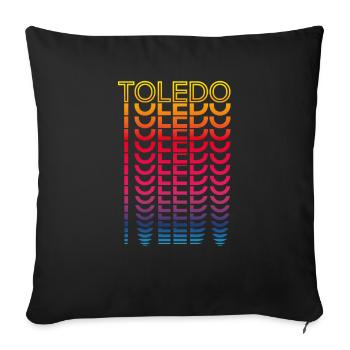 Retro Nostalgic USA City - Rainbow Toledo - Sofa pillowcase 17,3'' x 17,3'' (45 x 45 cm) - black - Front