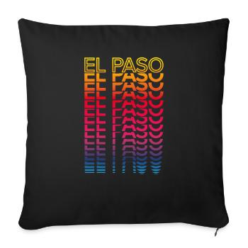 Retro Nostalgisch USA Stadt - Regenbogen El Paso - Sofakissenbezug 45 x 45 cm - Schwarz - Vorne