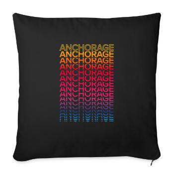 Retro Nostalgic USA City - Rainbow Anchorage - Sofa pillowcase 17,3'' x 17,3'' (45 x 45 cm) - black - Front