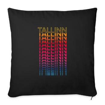 Retro Nostalgic City - Rainbow Tallinn - Sofa pillowcase 17,3'' x 17,3'' (45 x 45 cm) - black - Front