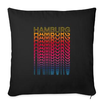 Retro Nostalgic City - Rainbow Hamburg - Sofa pillowcase 17,3'' x 17,3'' (45 x 45 cm) - black - Front