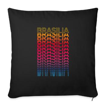 Retro Nostalgic City - Rainbow Brasilia - Sofa pillowcase 17,3'' x 17,3'' (45 x 45 cm) - black - Front
