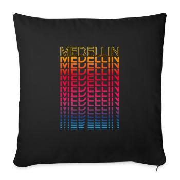 Ville rétro nostalgique - Rainbow Medellin - Housse de coussin décorative 45 x 45 cm - noir - Devant