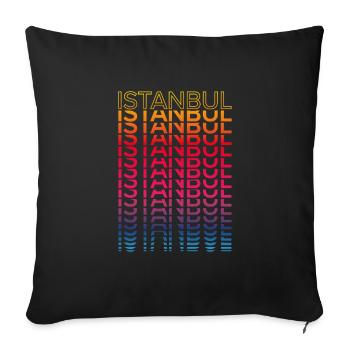 Retro Nostalgic City - Rainbow Istanbul - Sofa pillowcase 17,3'' x 17,3'' (45 x 45 cm) - black - Front