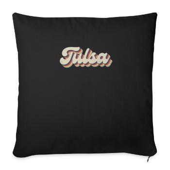 Nostalgic 70s USA City - Vintage Tulsa - Sofa pillowcase 17,3'' x 17,3'' (45 x 45 cm) - black - Front