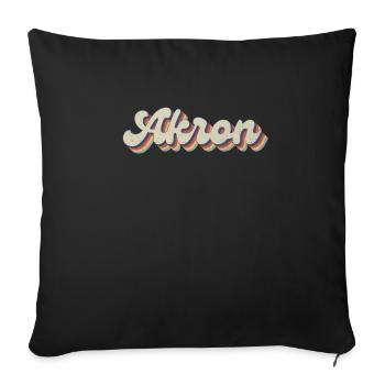 Nostalgisch 70er USA Stadt - Vintage Akron - Sofakissenbezug 45 x 45 cm - Schwarz - Vorne