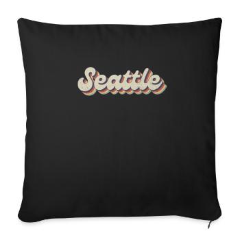 Nostalgic 70s USA City - Vintage Seattle - Sofa pillowcase 17,3'' x 17,3'' (45 x 45 cm) - black - Front