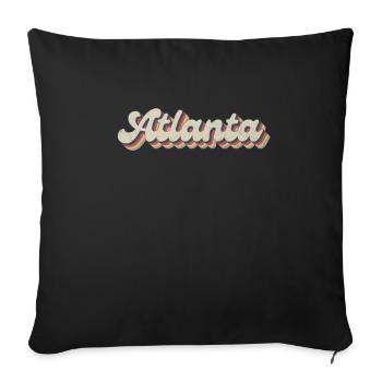 Nostalgique des années 70 USA City - Vintage Atlanta - Housse de coussin décorative 45 x 45 cm - noir - Devant