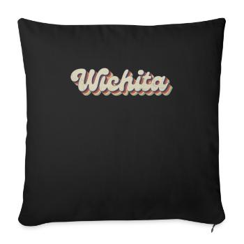 Nostalgique des années 70 USA City - Vintage Wichita - Housse de coussin décorative 45 x 45 cm - noir - Devant