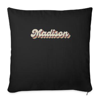 Nostalgisch 70er USA Stadt - Vintage Madison - Sofakissenbezug 45 x 45 cm - Schwarz - Vorne