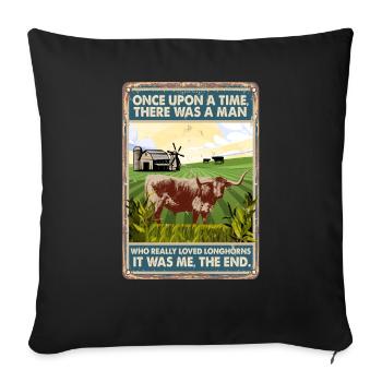 Cow Loved Longhorns - Sofa pillowcase 17,3'' x 17,3'' (45 x 45 cm) - black - Front