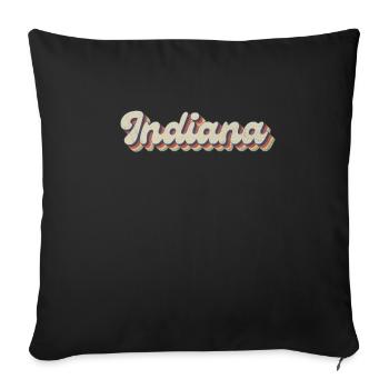 Vintage Hippie 70s USA State - Retro Indiana - Sofa pillowcase 17,3'' x 17,3'' (45 x 45 cm) - black - Front