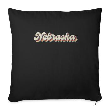 Vintage Hippie 70s USA State - Retro Nebraska - Sofa pillowcase 17,3'' x 17,3'' (45 x 45 cm) - black - Front
