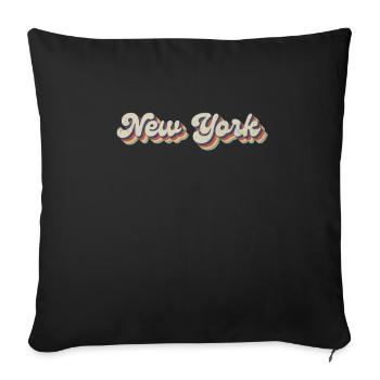 Vintage Hippie 70s USA États-Unis - Retro New York - Housse de coussin décorative 45 x 45 cm - noir - Devant