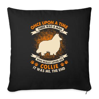 Einmal - Collie - Sofakissenbezug 45 x 45 cm - Schwarz - Vorne
