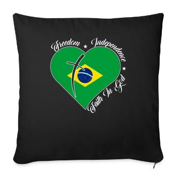 Liberté Foi en Dieu - Brésil - Housse de coussin décorative 45 x 45 cm - noir - Devant